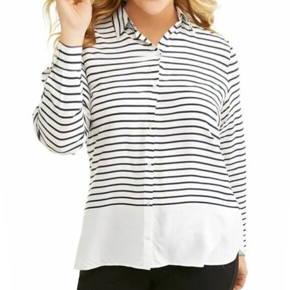 J. Jill large button down tunic striped blouse top TB2 2294 - Picture 1 of 12